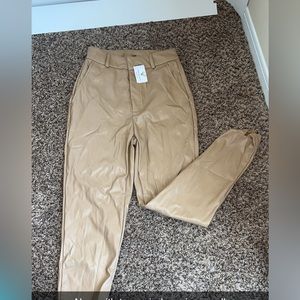Tan pleather pants